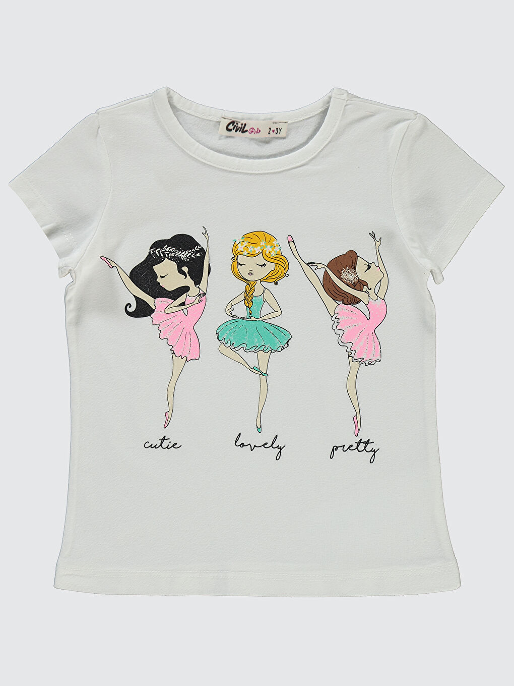 Civil Girls Kız Çocuk Tişört 2-5 Yaş Ekru