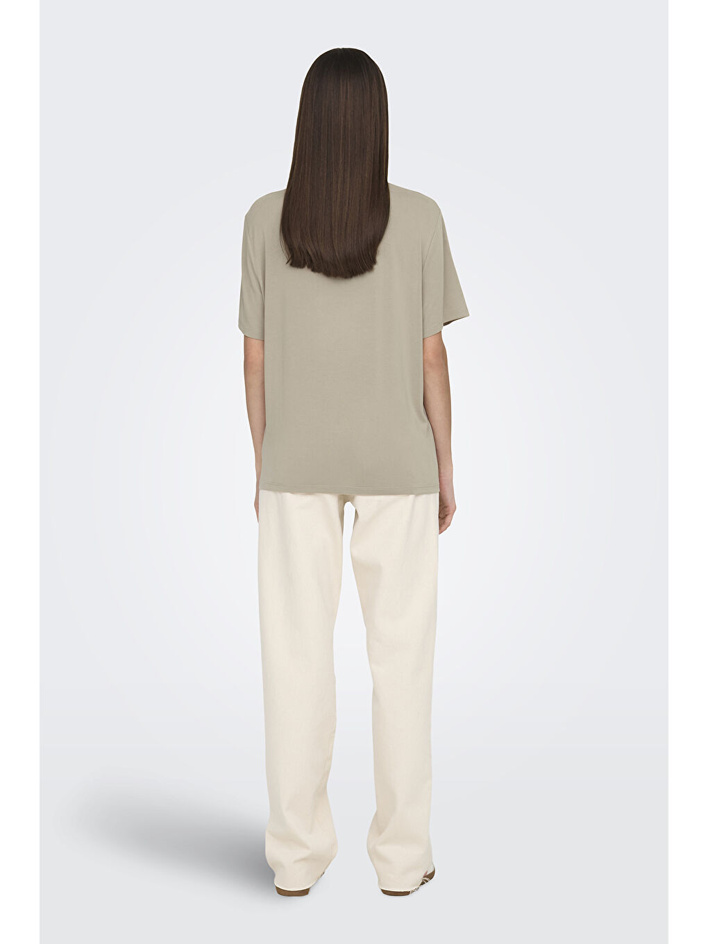 Bej Onlfree Taşlı Regular Fit Bisiklet Yaka T Shirt 15343270-3