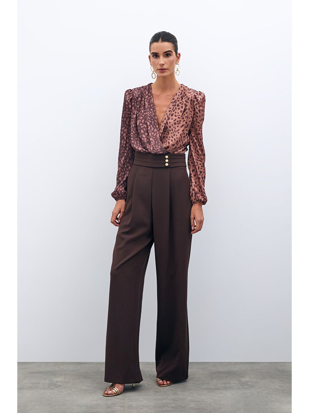 Kahverengi Bel Detaylı Pantolon - Kahve-2