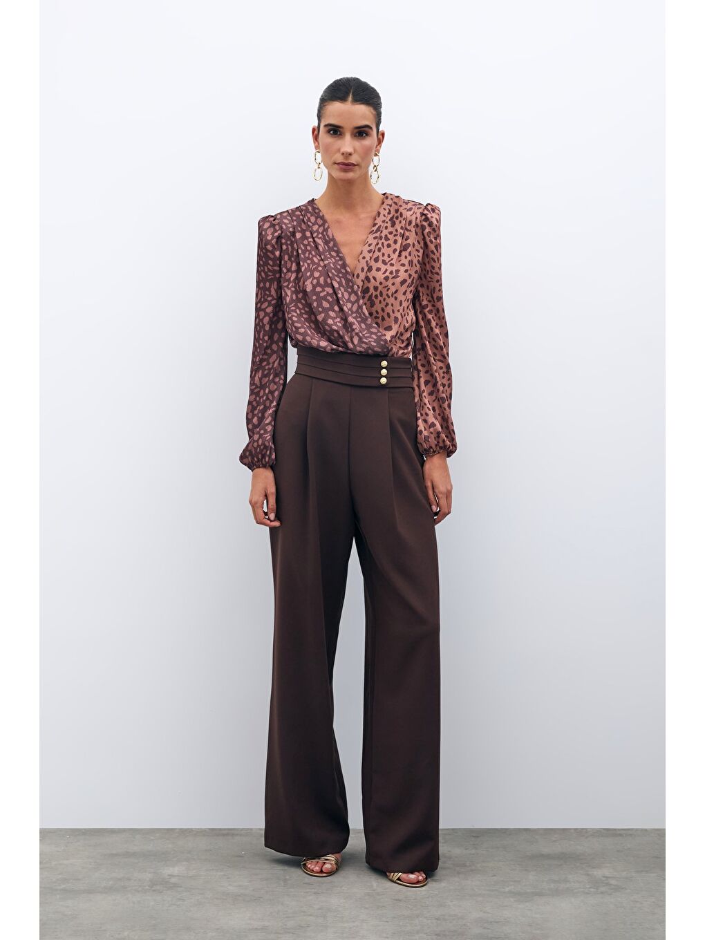 Kahverengi Bel Detaylı Pantolon - Kahve-3