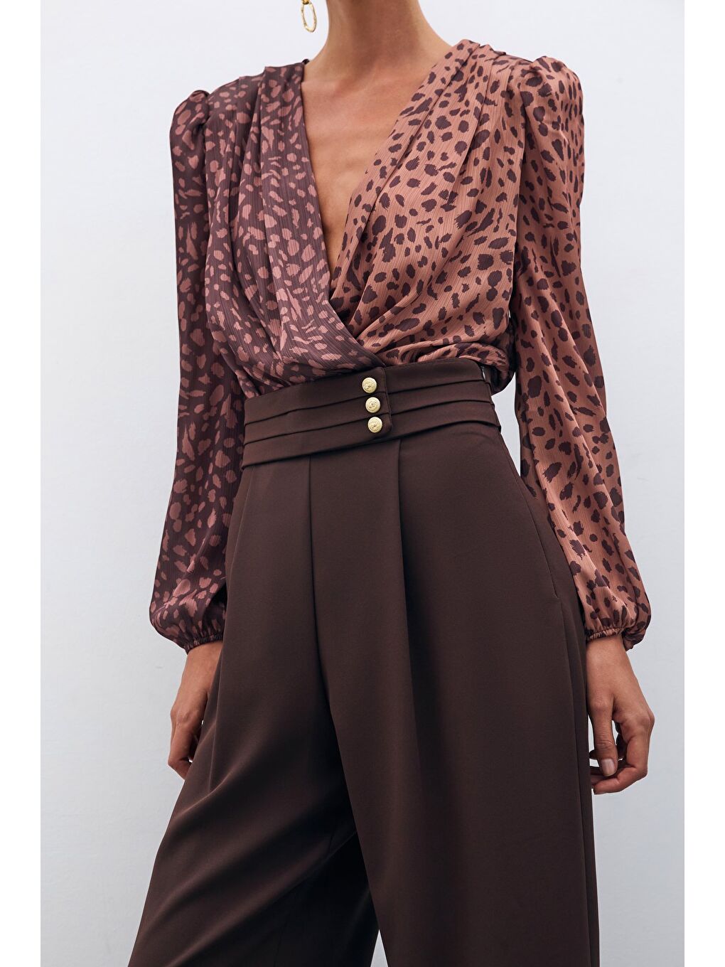 Kahverengi Bel Detaylı Pantolon - Kahve-5
