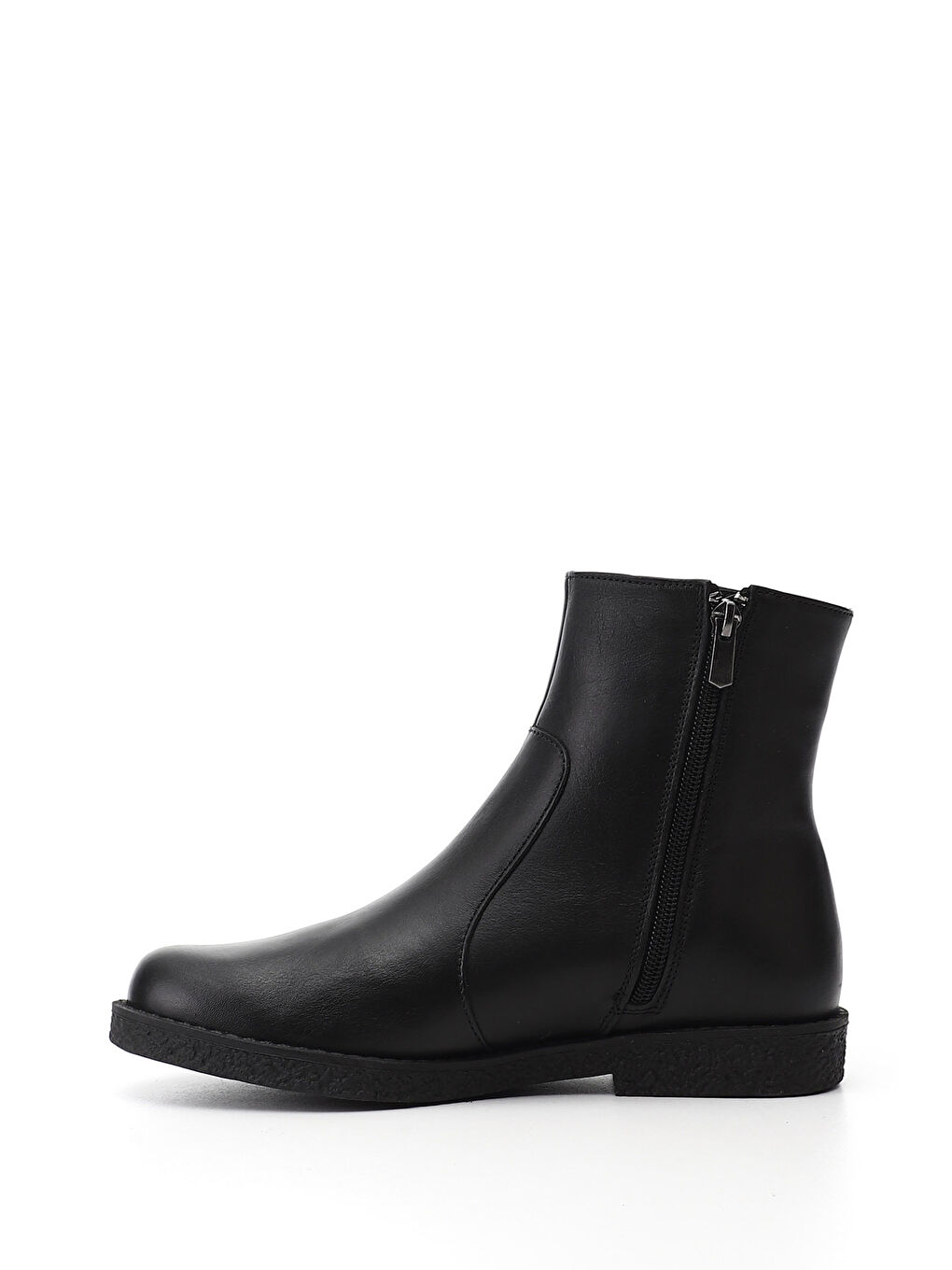 Siyah Kadın SİYAH Fermuarlı Kauçuk Taban Hakiki Deri Bot-2