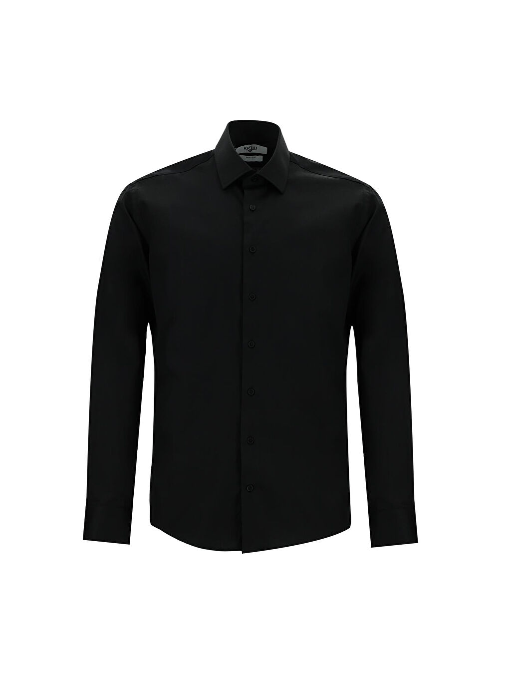 Siyah Uzun Kol Slim Fit Dar Kesim Klasik Non Iron Saten Pamuklu Büyük Beden Gömlek