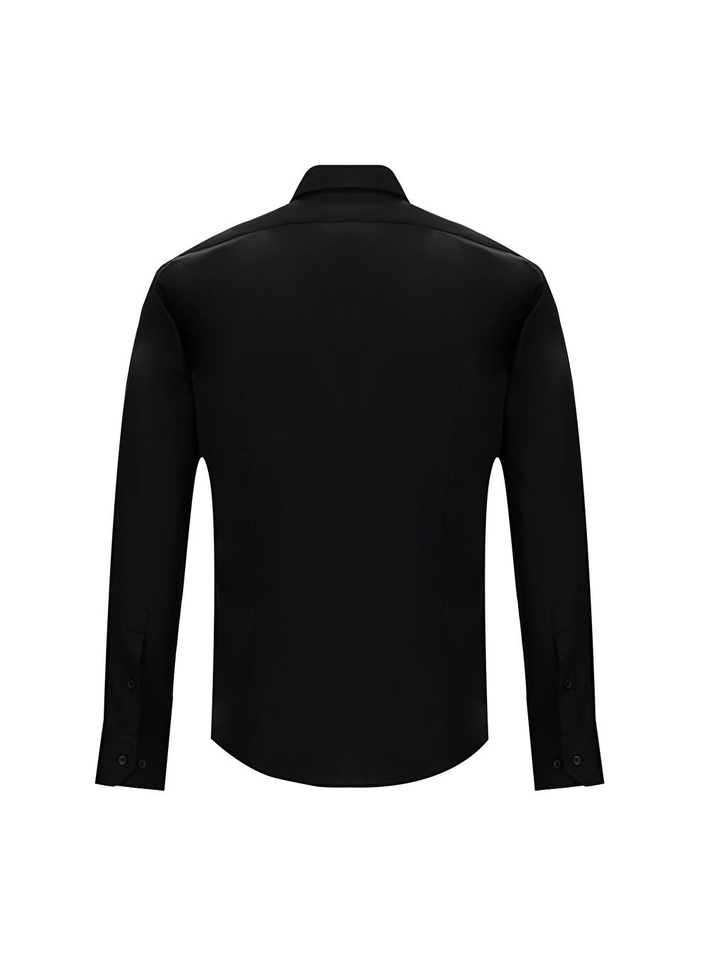 Siyah Uzun Kol Slim Fit Dar Kesim Klasik Non Iron Saten Pamuklu Büyük Beden Gömlek-1