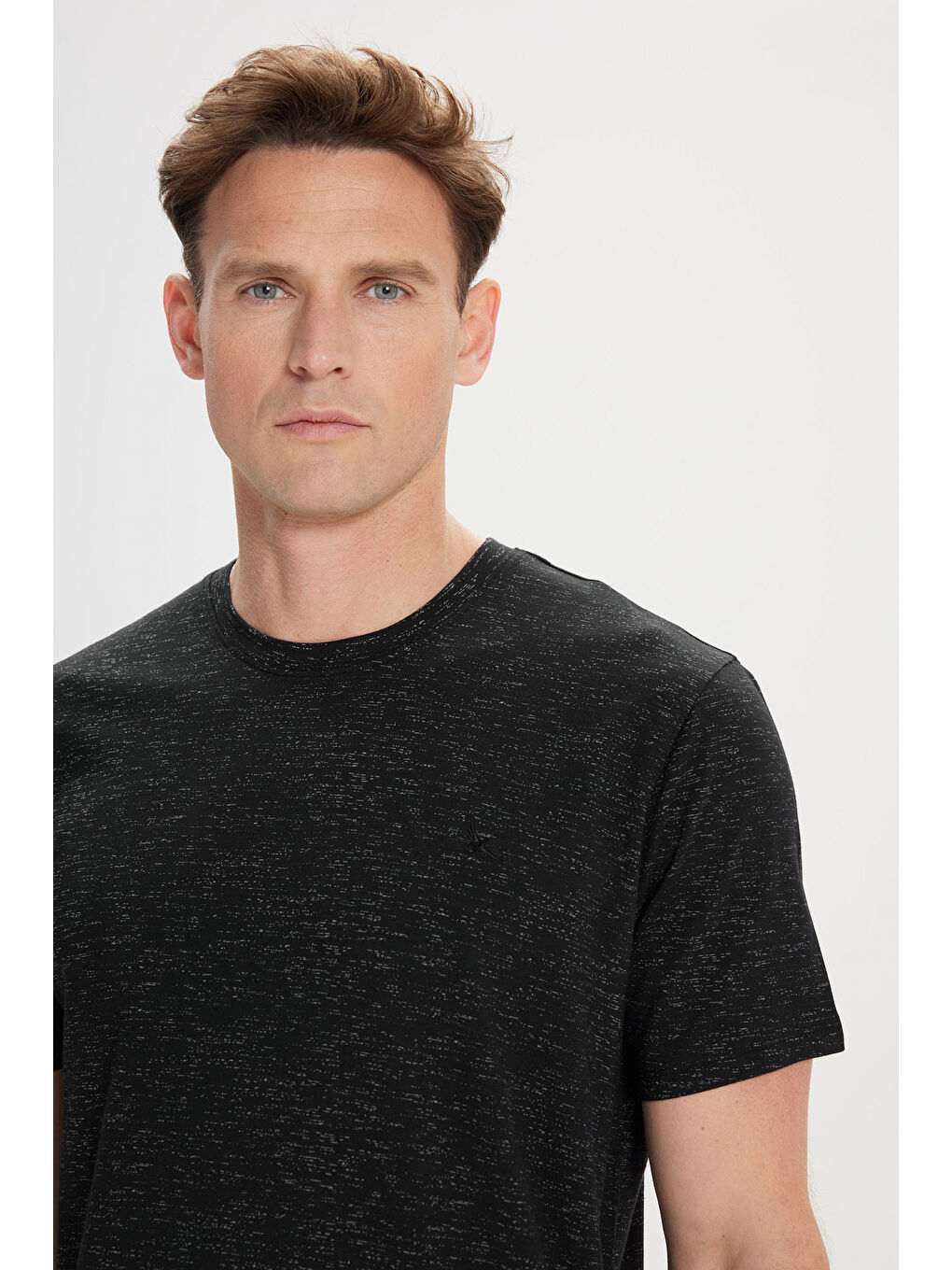 Erkek Siyah Slim Fit Dar Kesim Bisiklet Yaka Pamuklu Kısa Kollu Tişört-3