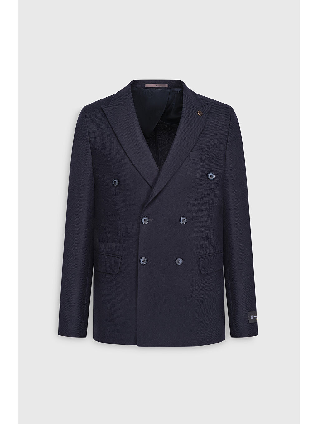 Erkek Lacivert Yünlü Slim Fit Dar Kesim Kırlangıç Yaka Kapak Cepli Blazer Ceket-7