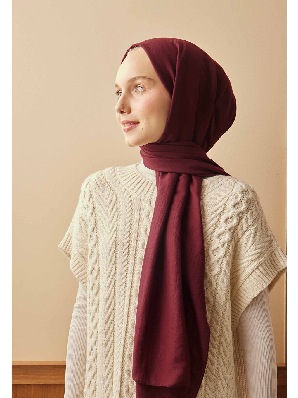 Pamuk Crash Şal Bordo-2