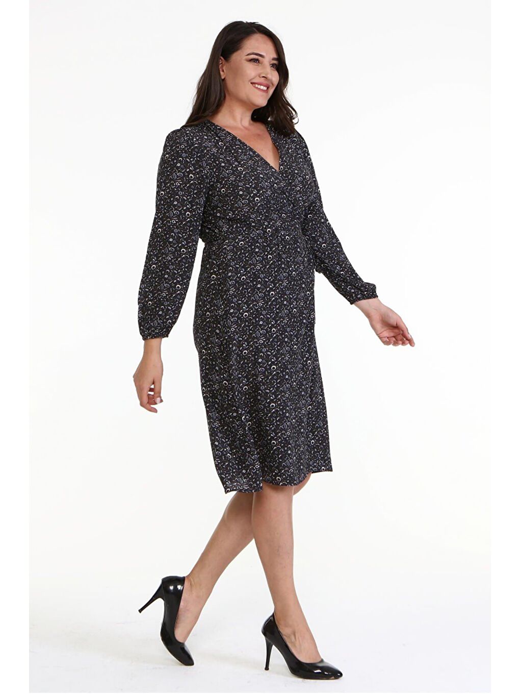 Kahverengi Anvelop Kuşak Detaylı Elbise-1