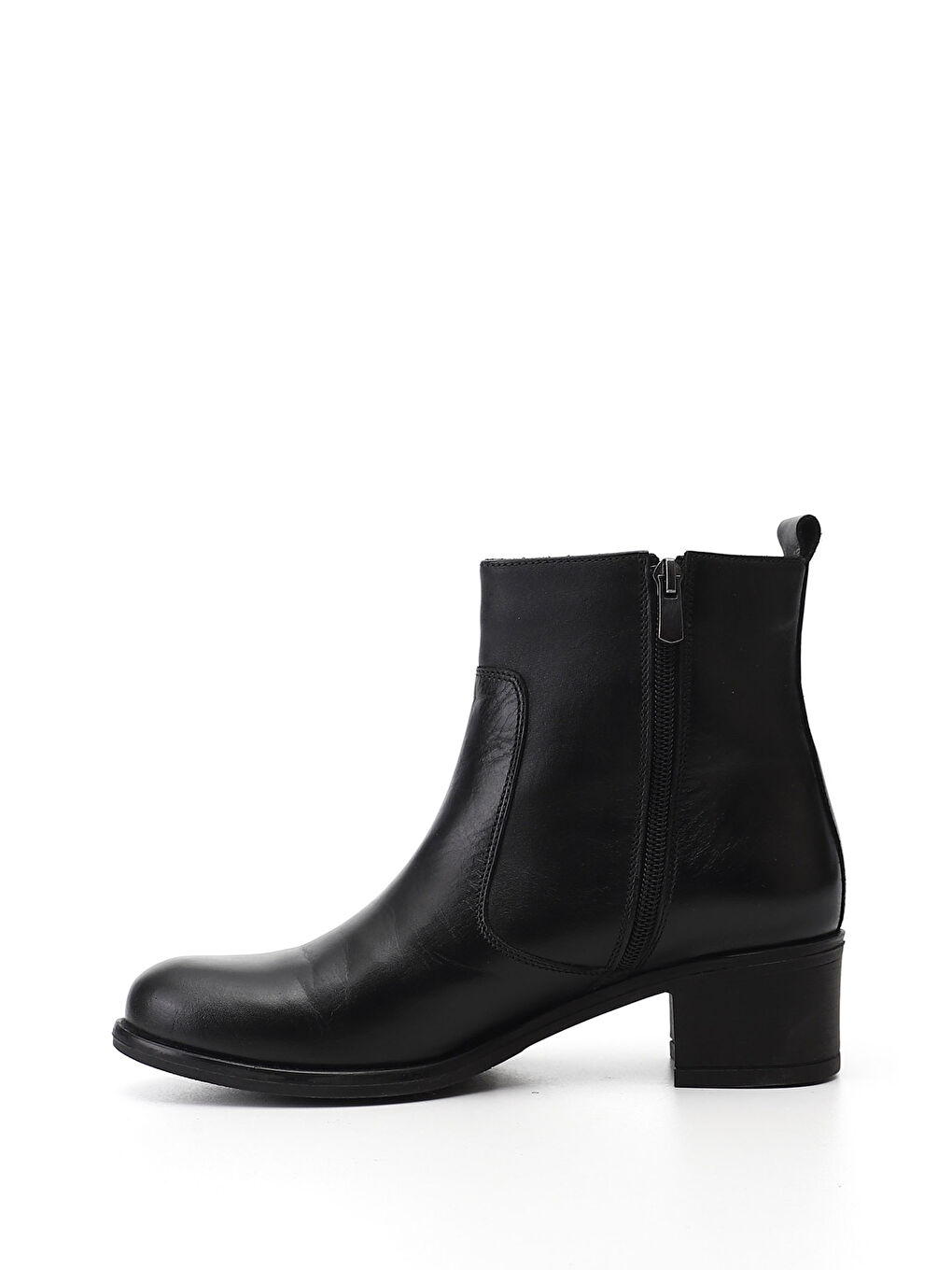 Siyah Kadın SİYAH Fermuarlı Kalın Topuklu Hakiki Deri Bot-2