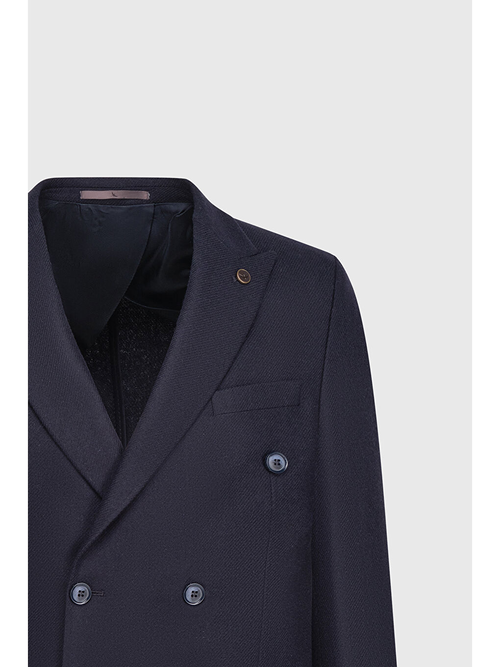 Erkek Lacivert Yünlü Slim Fit Dar Kesim Kırlangıç Yaka Kapak Cepli Blazer Ceket-8