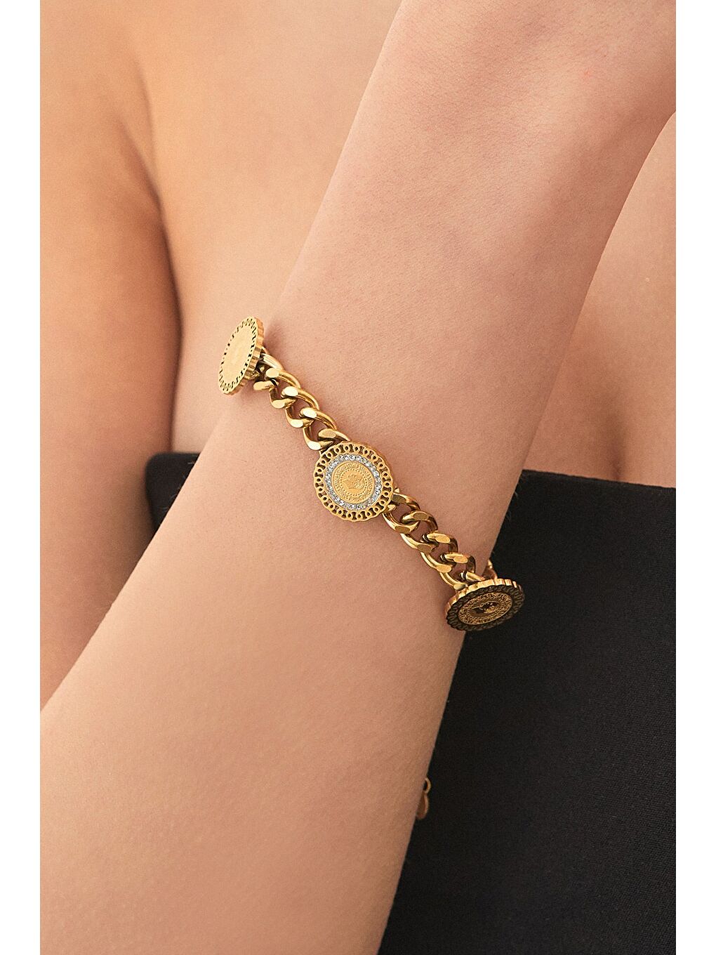 Sarı Gurmet Zincir Çelik Bileklik-1