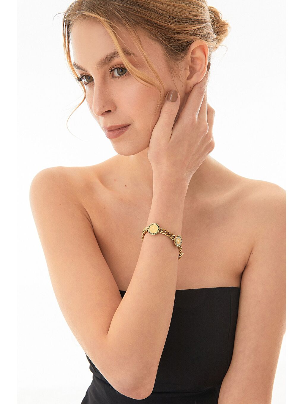 Sarı Gurmet Zincir Çelik Bileklik-2