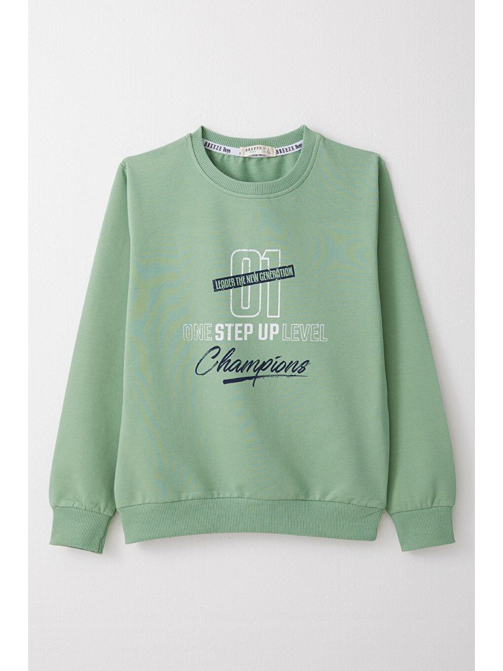 Breeze Su Yeşili Erkek Çocuk Sweatshirt Yazı Baskılı Mint Yeşili (4-8 Yaş)