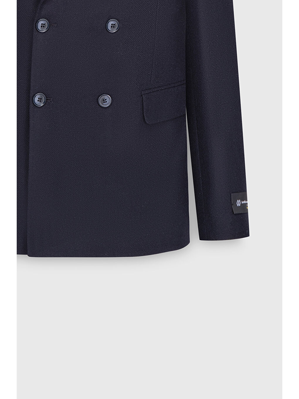 Erkek Lacivert Yünlü Slim Fit Dar Kesim Kırlangıç Yaka Kapak Cepli Blazer Ceket-9
