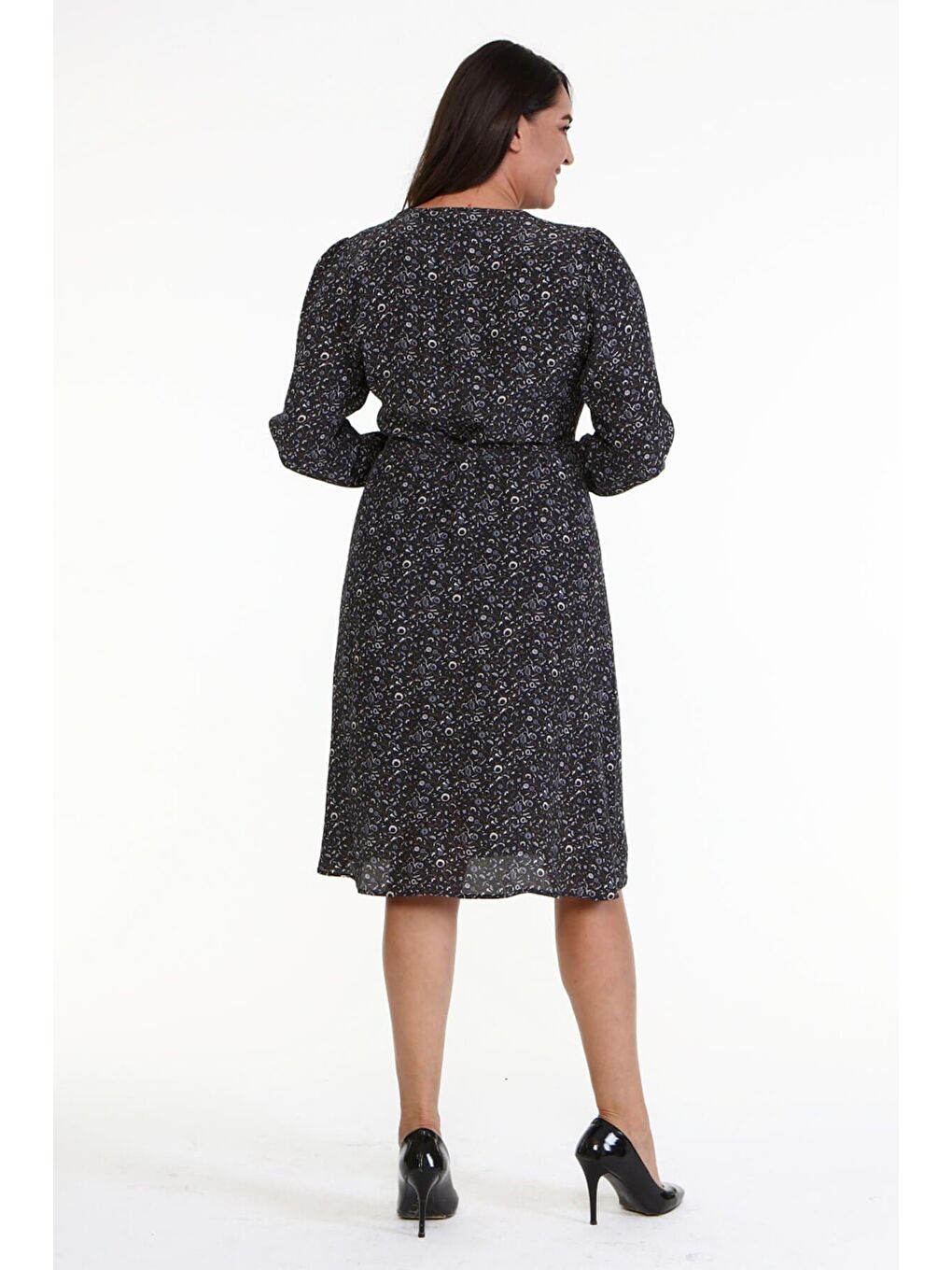 Kahverengi Anvelop Kuşak Detaylı Elbise-5