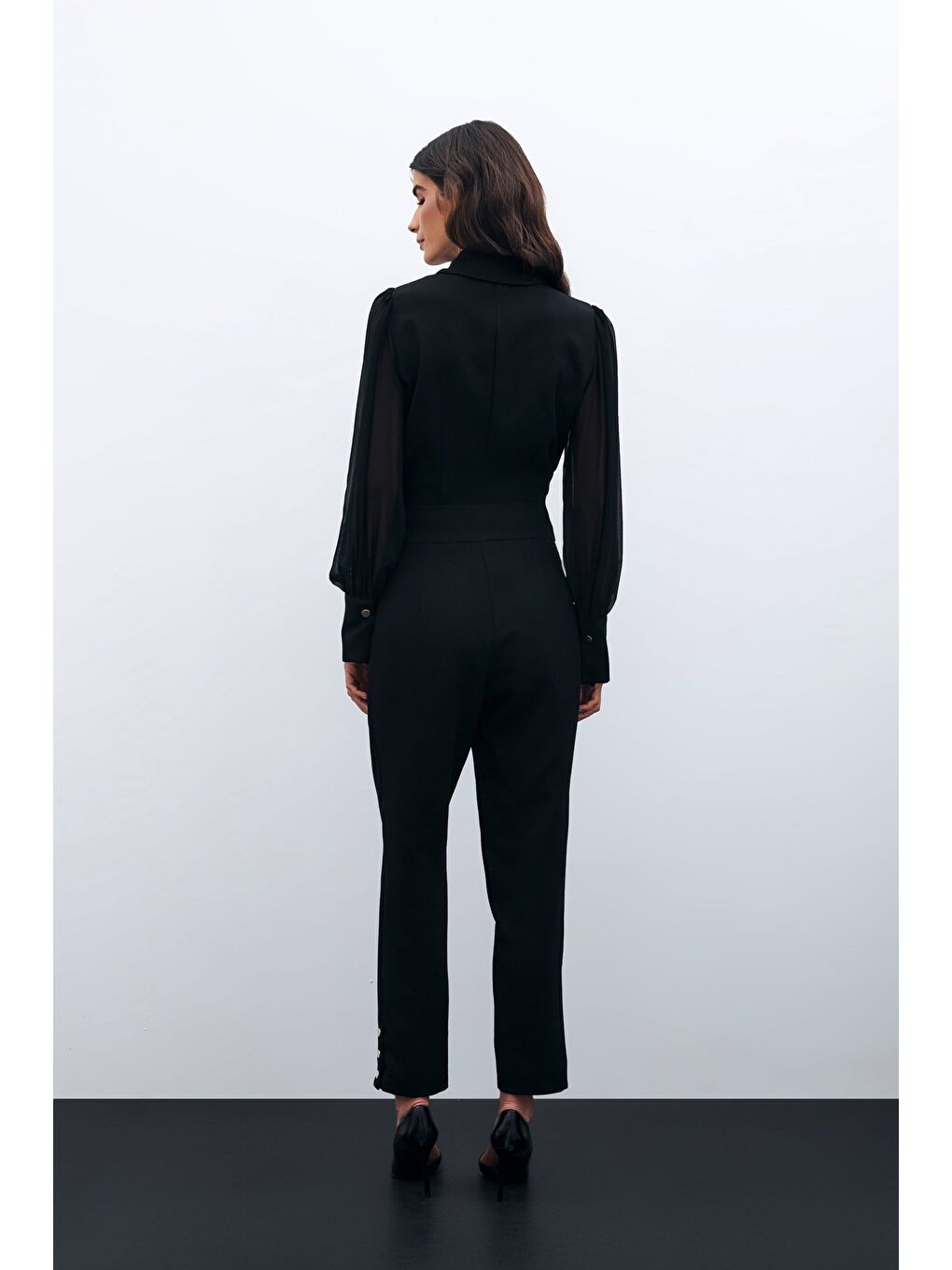 Paça Çıtçıt Detaylı Pantolon - Siyah-4