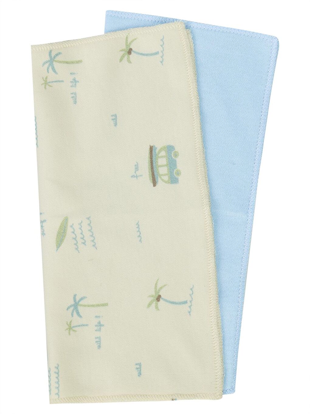 Baby Baskılı (20*20) 10 Lu Ağız Bezi ve Mendili - Mavi Standart-1