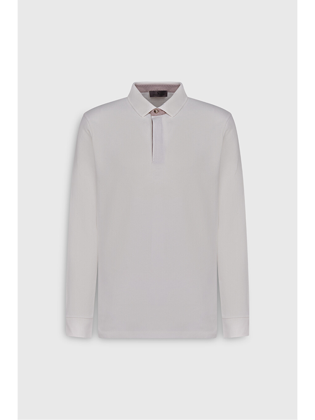 Erkek Beyaz %100 Pamuk Slim Fit Dar Kesim Polo Yaka Uzun Kollu Tişört-6
