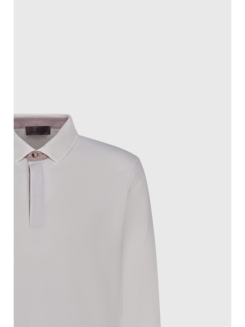 Erkek Beyaz %100 Pamuk Slim Fit Dar Kesim Polo Yaka Uzun Kollu Tişört-7