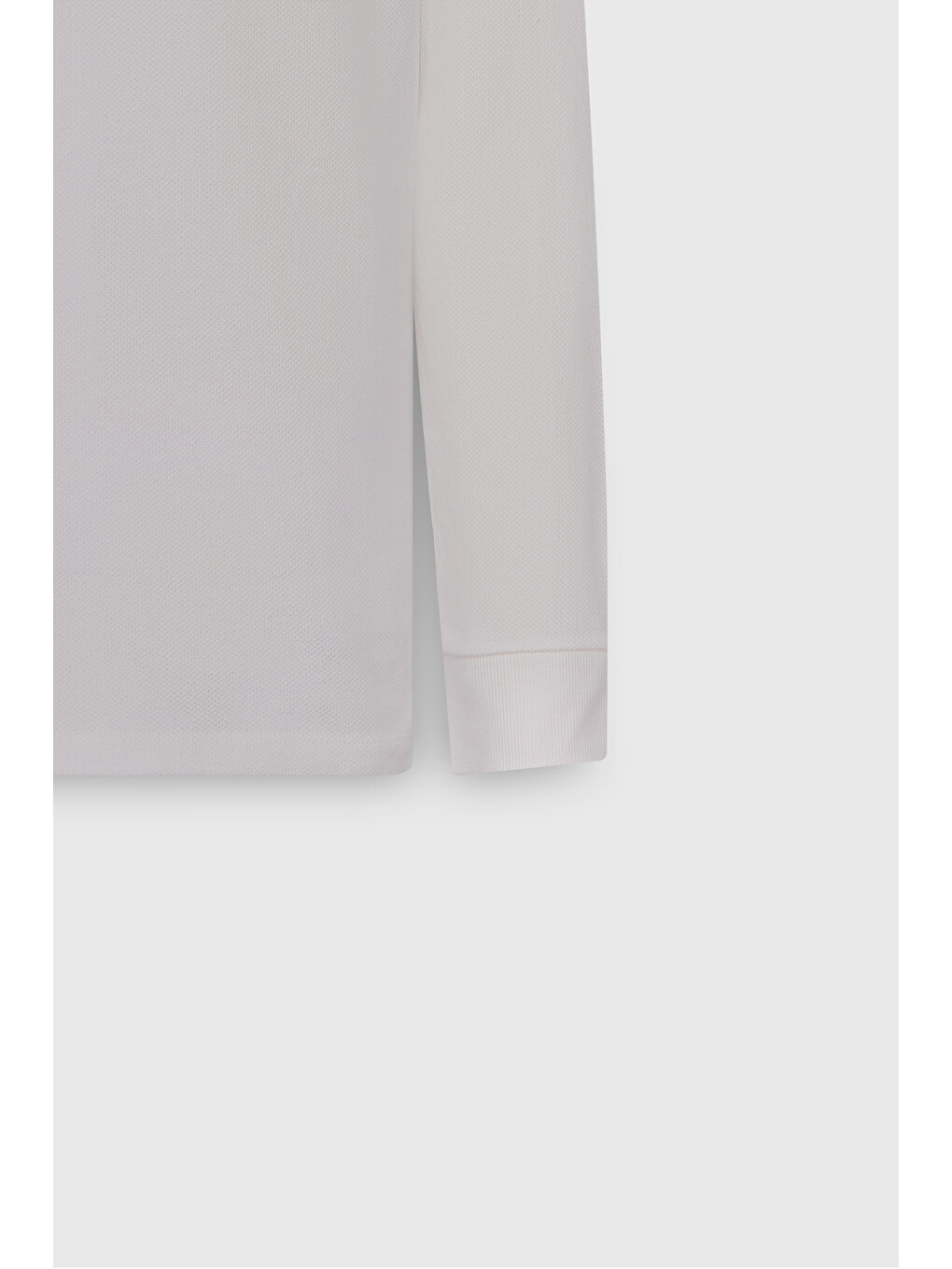Erkek Beyaz %100 Pamuk Slim Fit Dar Kesim Polo Yaka Uzun Kollu Tişört-8