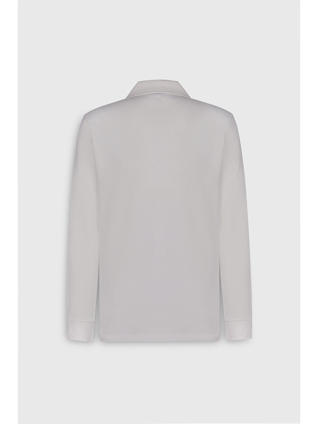 Erkek Beyaz %100 Pamuk Slim Fit Dar Kesim Polo Yaka Uzun Kollu Tişört-9