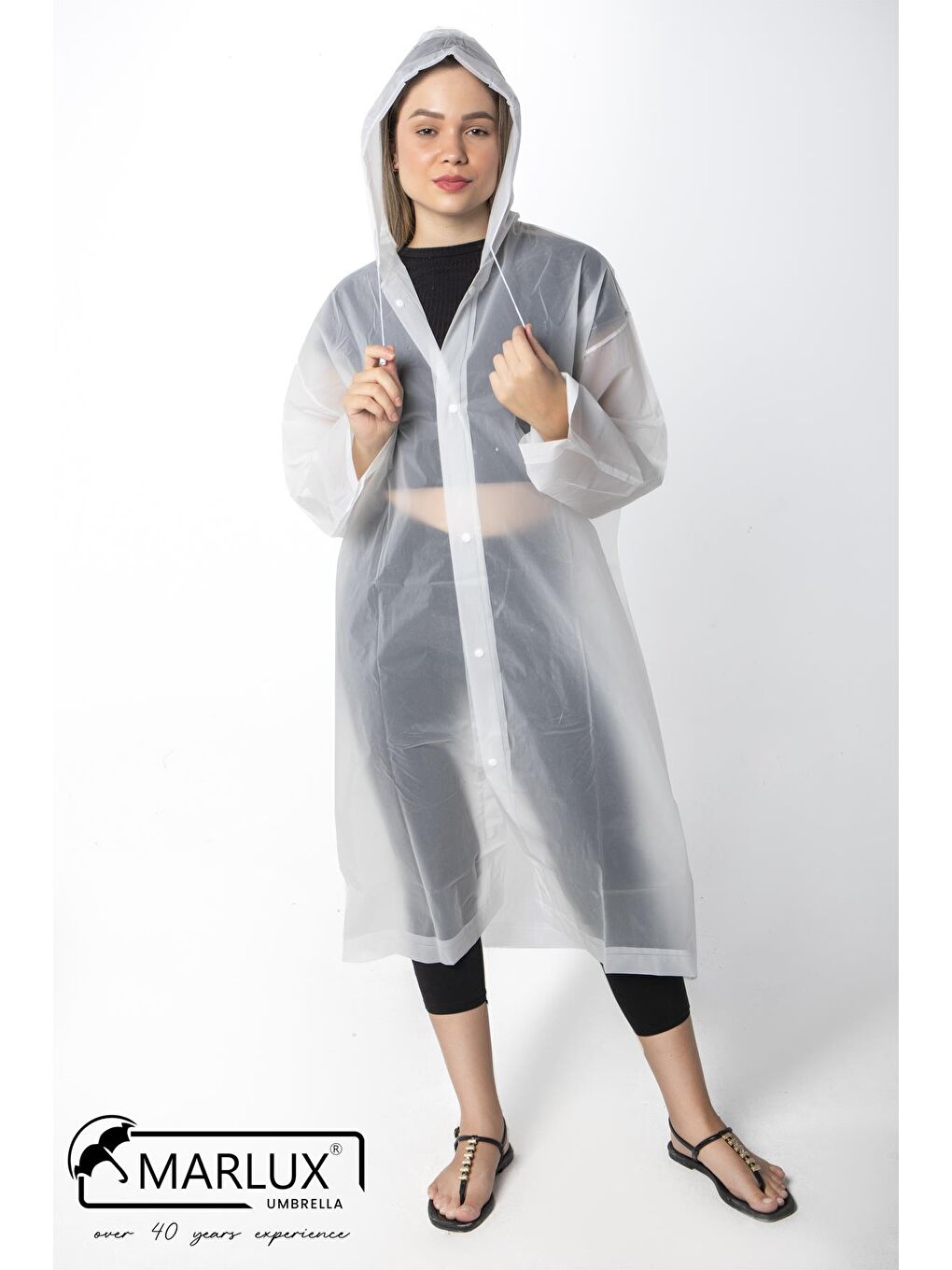 Kadın Erkek Yağmurluk Kapüşonlu Çıtçıtlı Eva Beyaz Yağmurluk M21MRC881R02