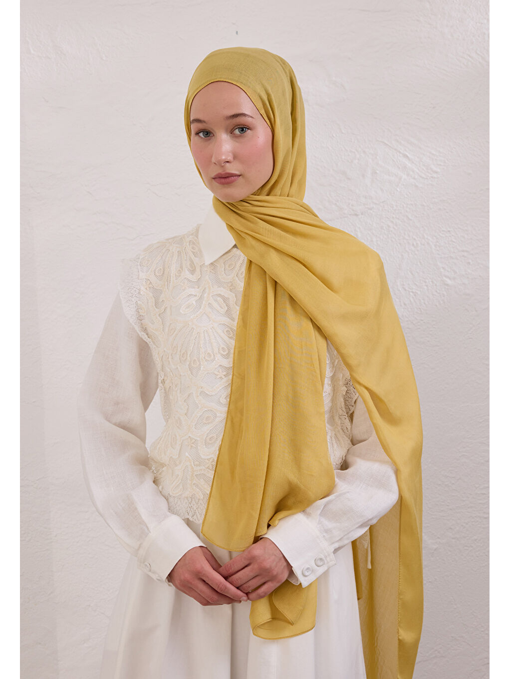 Sarı SOFT VİSKON ŞAL PAPATYA