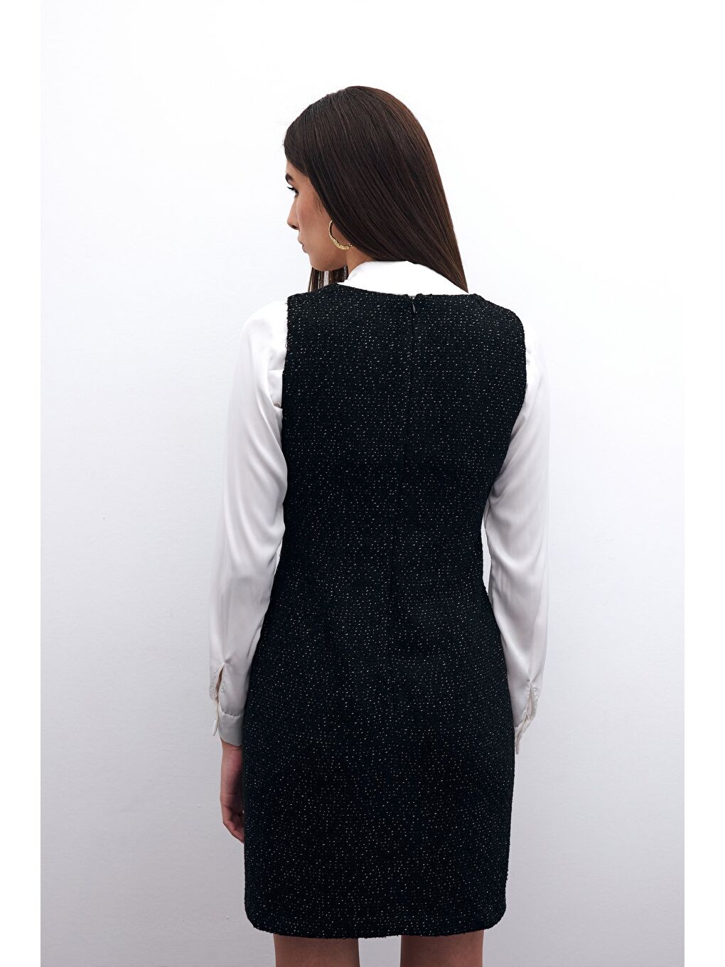 Mini Tüvit Elbise - Siyah-7