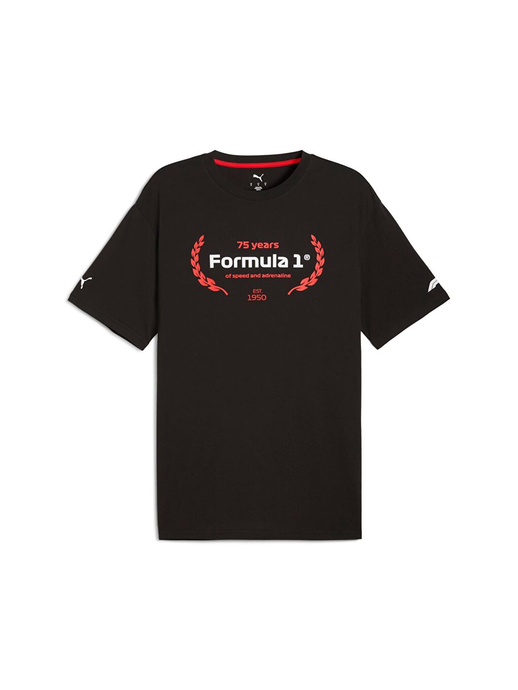 Siyah F1® Formula Baskılı Erkek Tişört