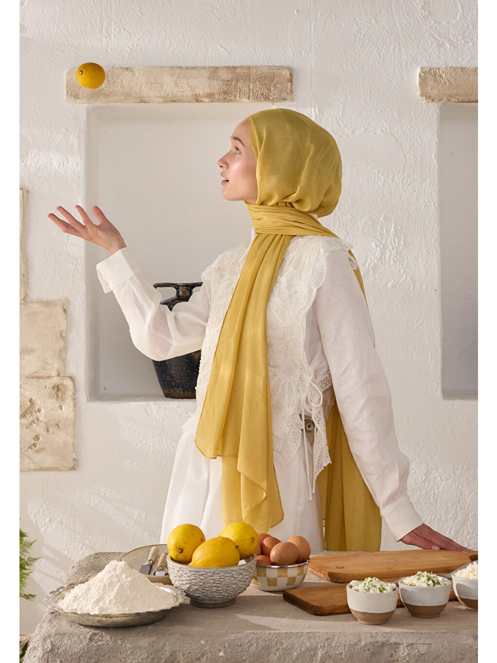 Sarı SOFT VİSKON ŞAL PAPATYA-1