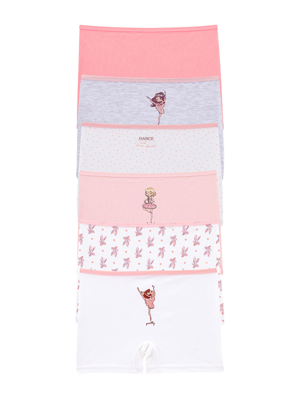 Kız Çocuk Pembe Pamuklu Boxer 6'lı Paket-1