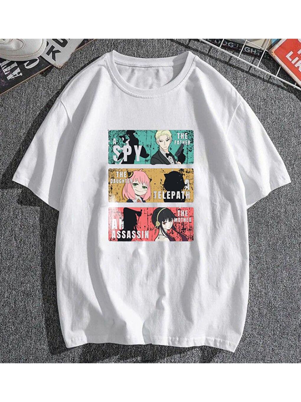 Touz Moda Beyaz Triple Anime Kolaj Beyaz Unisex Oversize T-shirt - 1