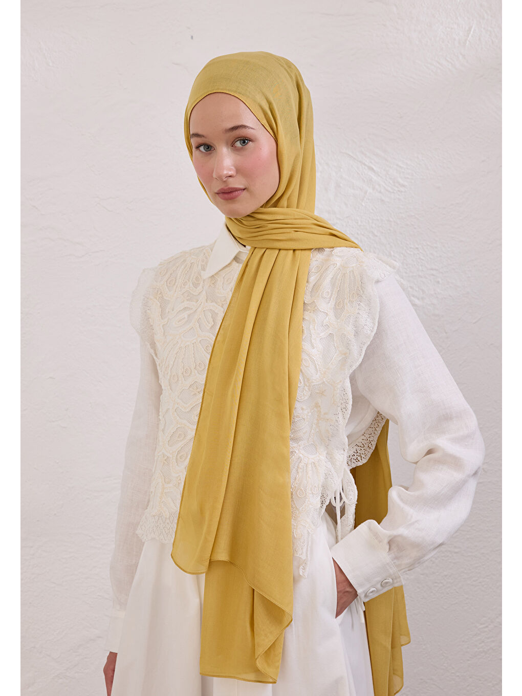 Sarı SOFT VİSKON ŞAL PAPATYA-3