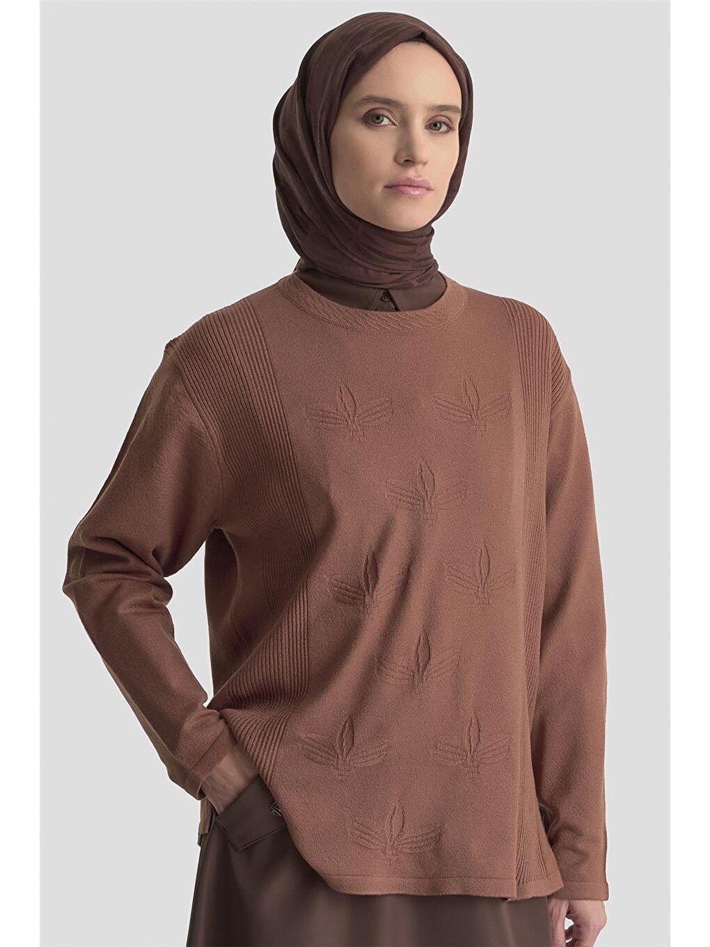 Pembe Desenli Kazak 25Kd7010 Gül Kurusu-2