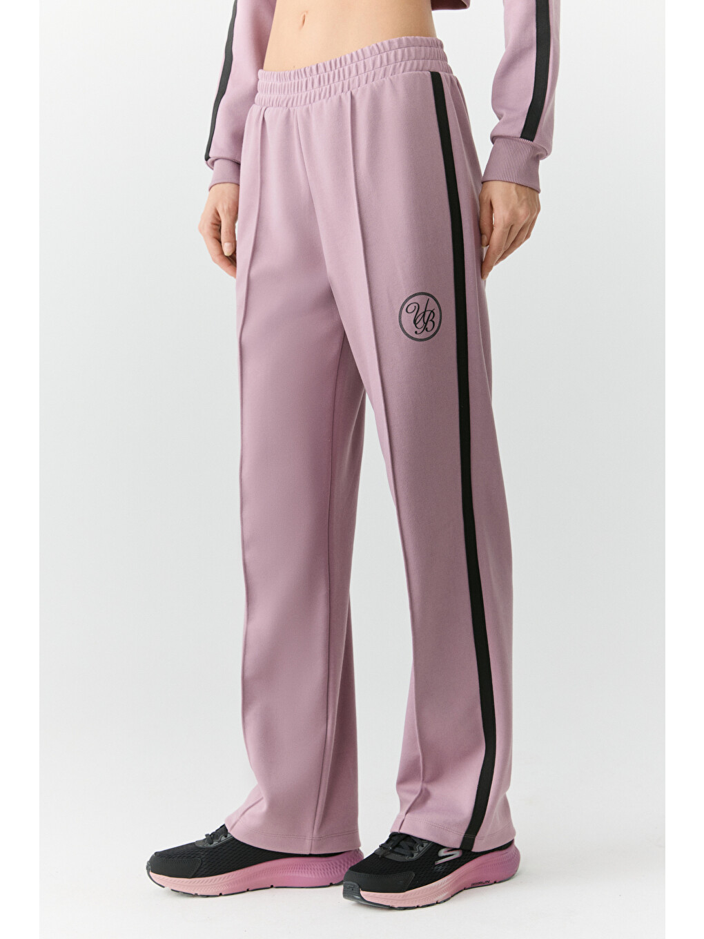 Pembe Kımıko Kadın Beli Lastikli Relaxed Küçük Baskılı Gülkurusu Eşofman Altı-1