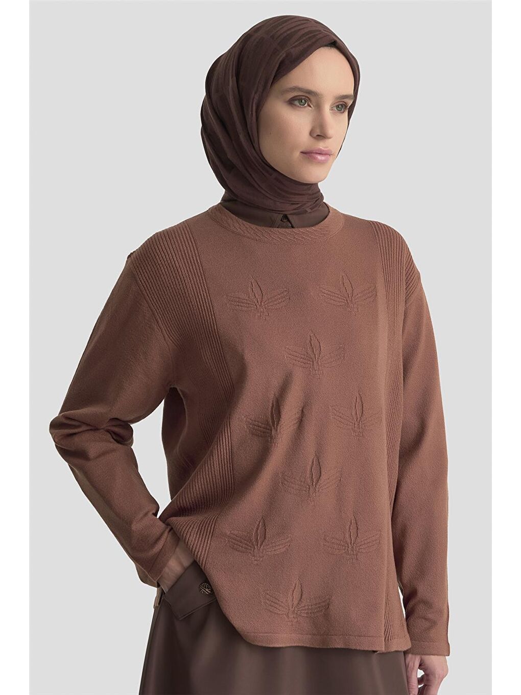 Pembe Desenli Kazak 25Kd7010 Gül Kurusu-3