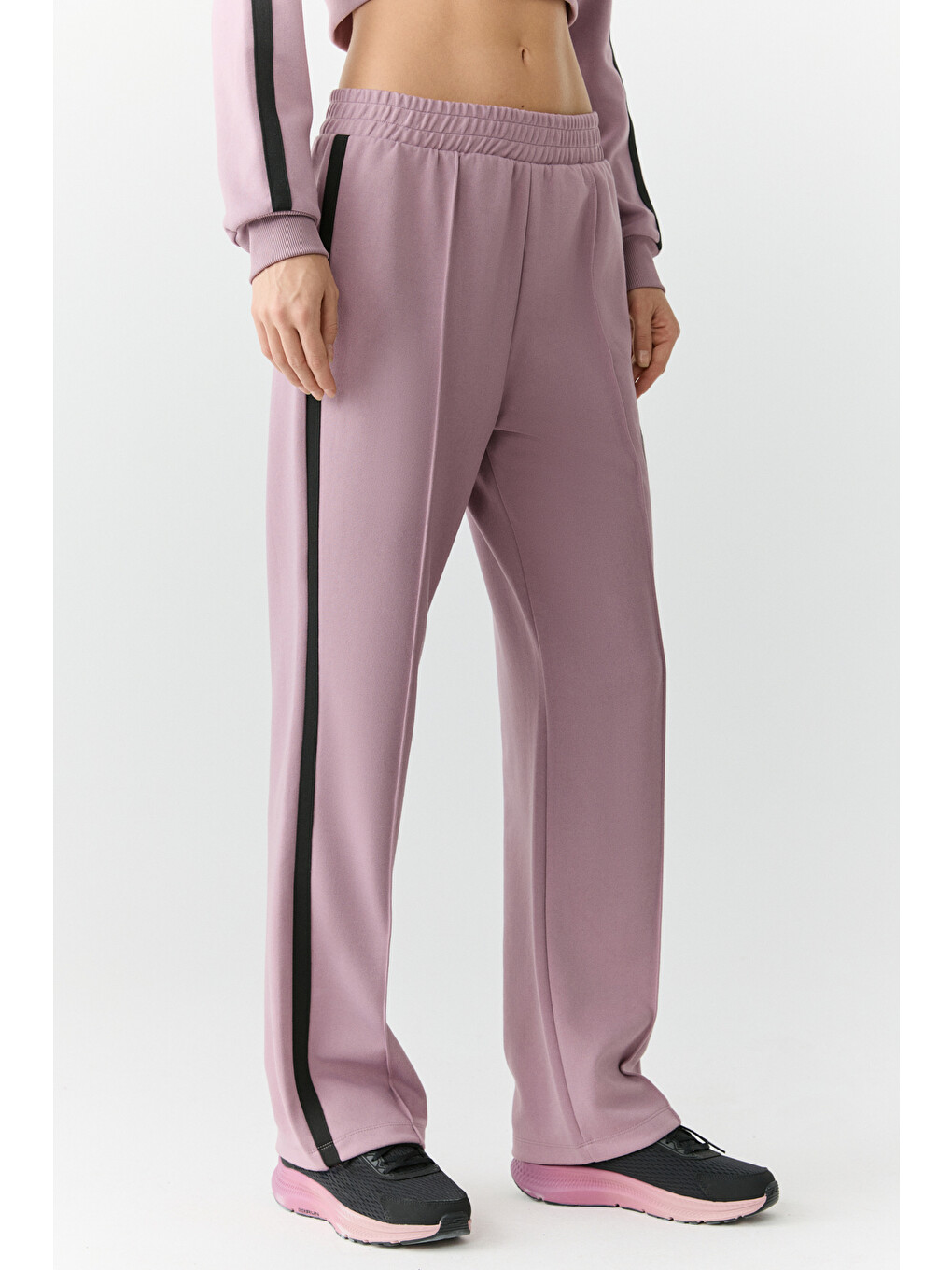 Pembe Kımıko Kadın Beli Lastikli Relaxed Küçük Baskılı Gülkurusu Eşofman Altı-2