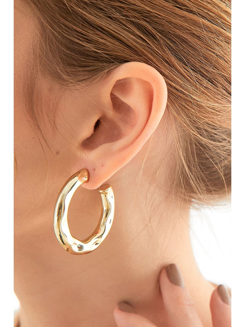 Sarı Yarım Halka Küpe-1