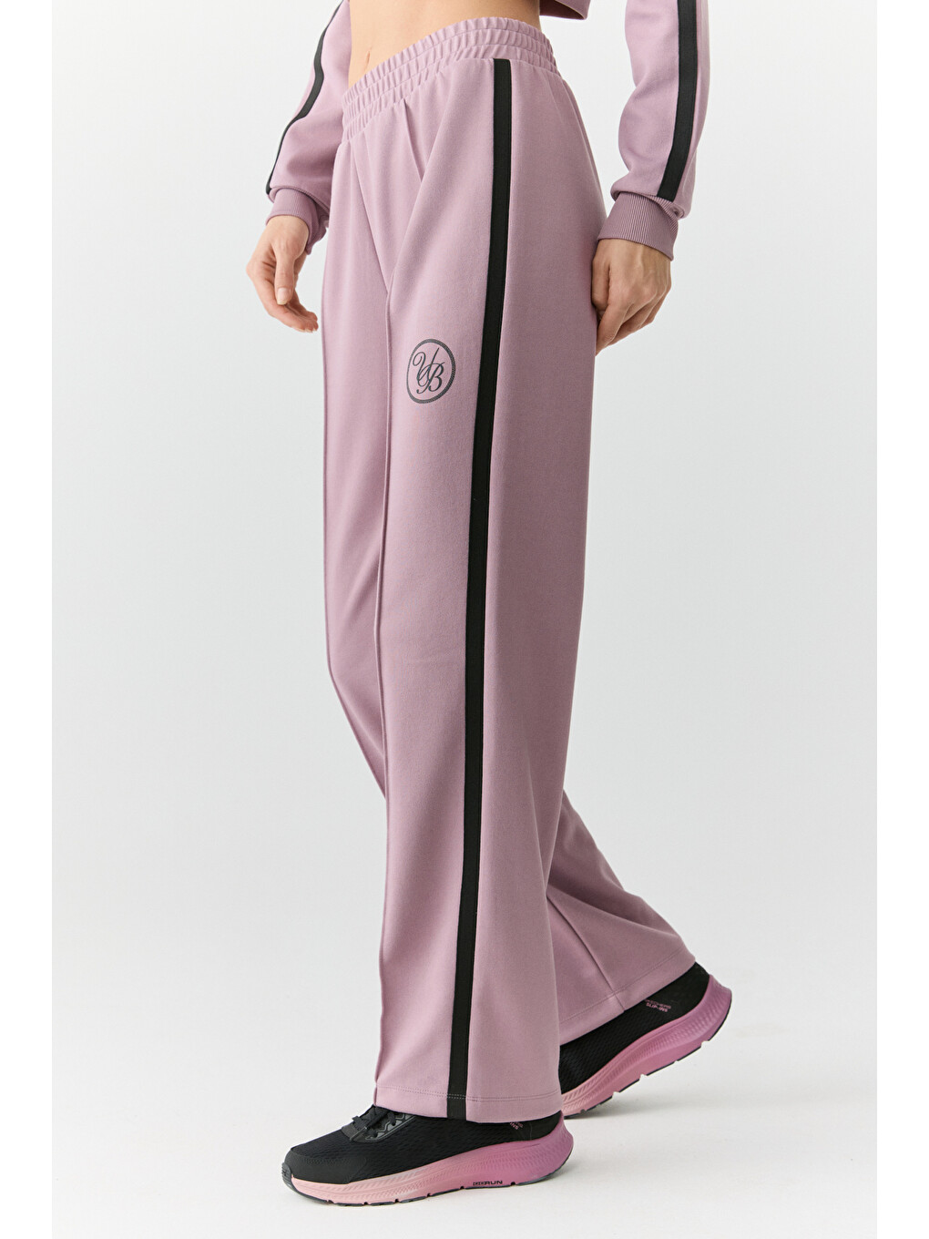 Pembe Kımıko Kadın Beli Lastikli Relaxed Küçük Baskılı Gülkurusu Eşofman Altı-3