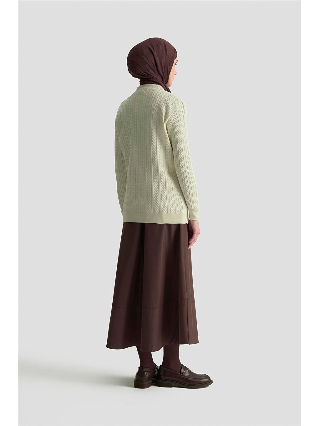 Ekru Saç Örgü Kazak 25Kd7005 Krem-3