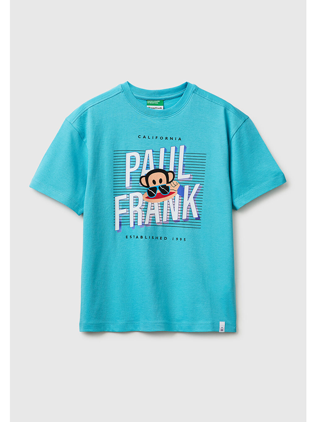 Erkek Çocuk Açık Mavi Önü ve Arkası Baskılı Etek Ucu Logolu Bisiklet Yaka T-Shirt