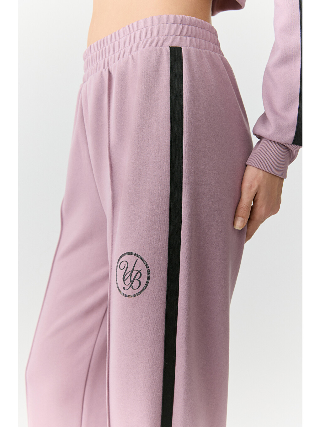 Pembe Kımıko Kadın Beli Lastikli Relaxed Küçük Baskılı Gülkurusu Eşofman Altı-4