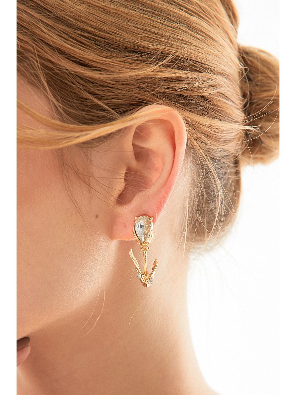 Sarı Taşlı Lale Küpe-1