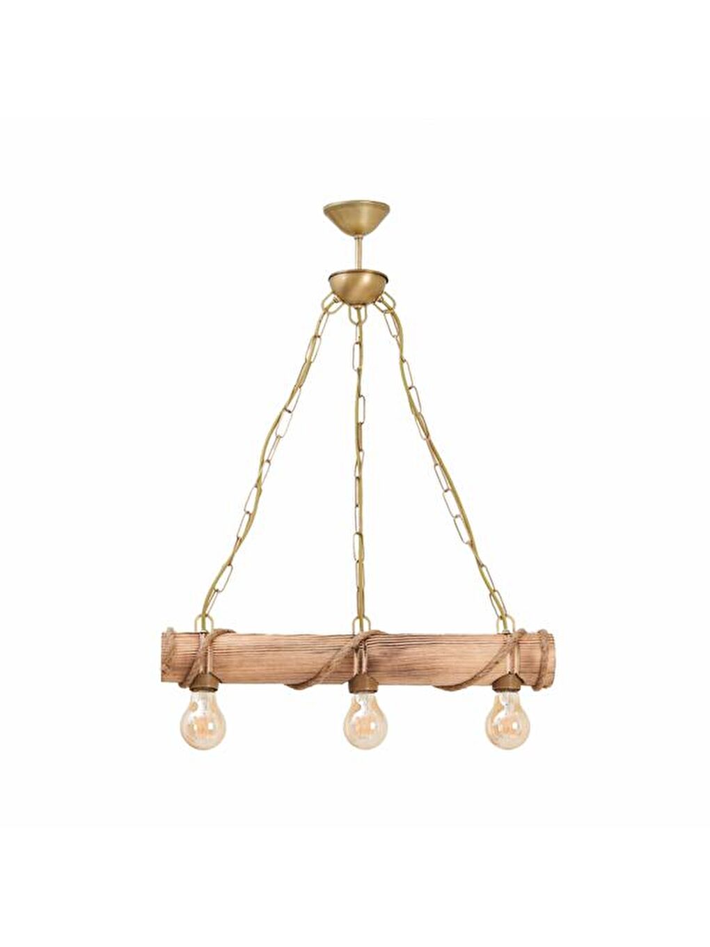 Kahverengi Bambu 3'lü Avize-2