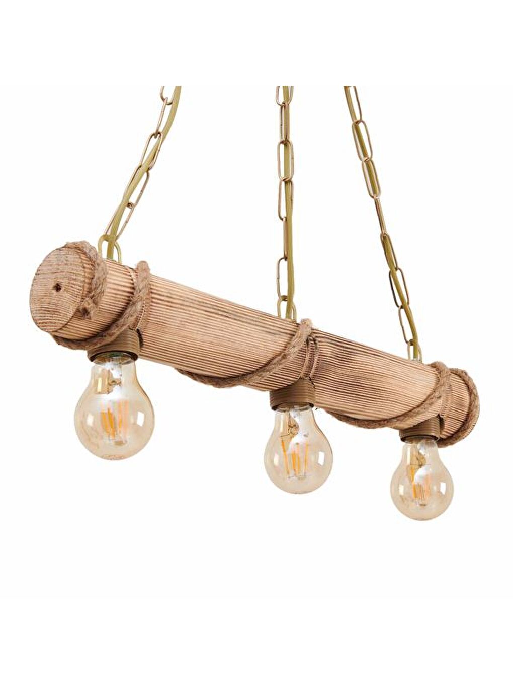 Kahverengi Bambu 3'lü Avize-3