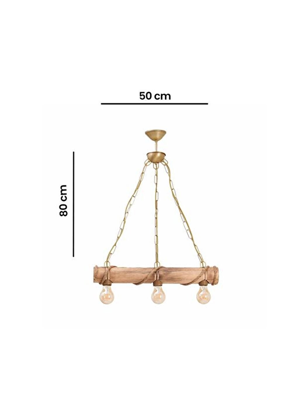 Kahverengi Bambu 3'lü Avize-5