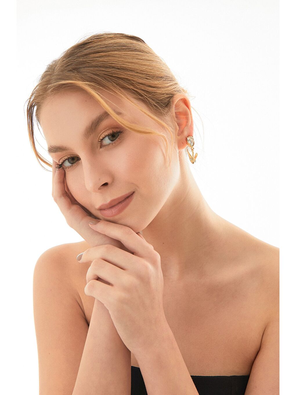 Sarı Taşlı Lale Küpe-3