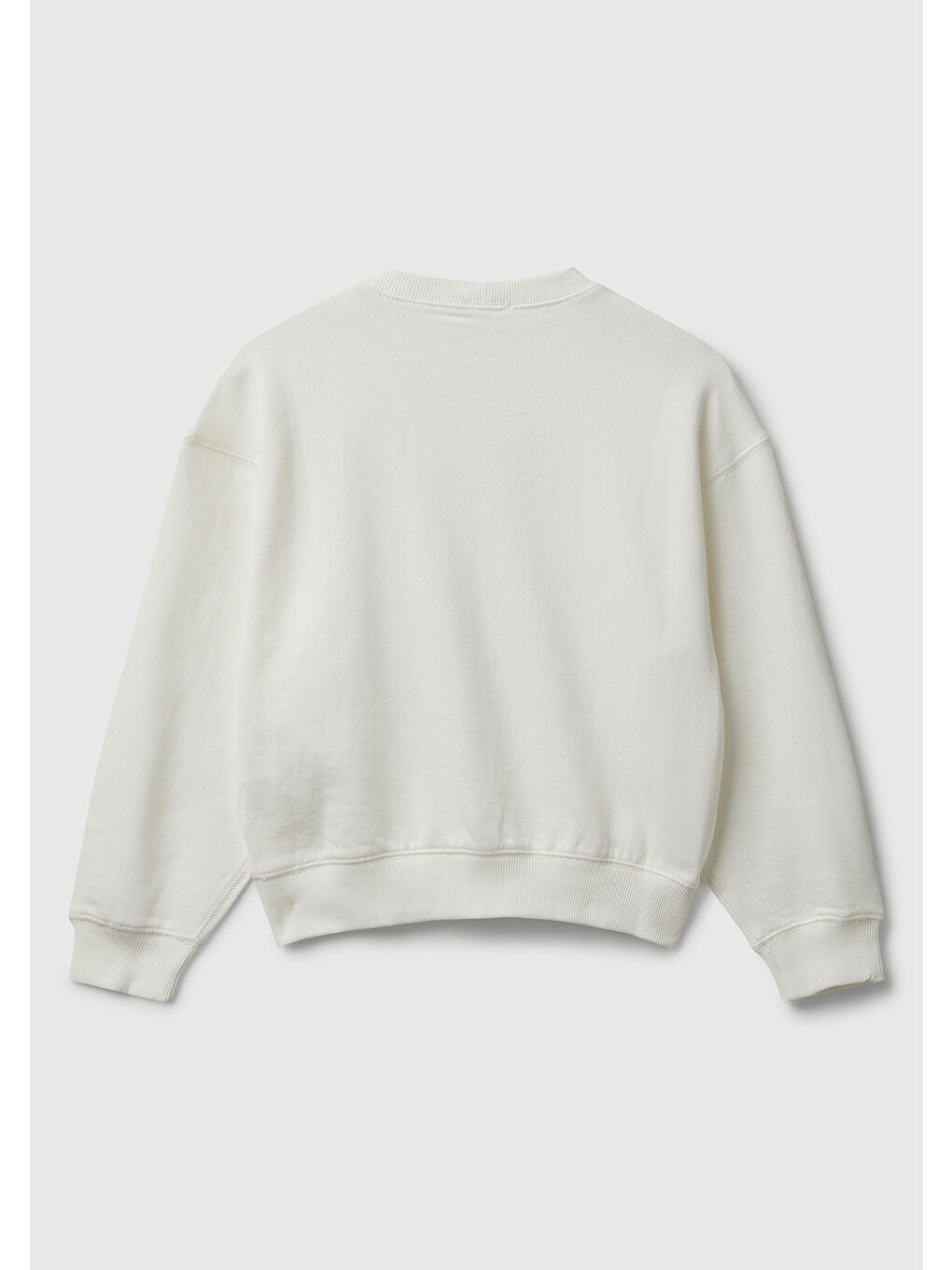 Kız Çocuk Ekru Önü Payetli Baskılı Ribanalı Relaxed Fit Sweatshirt-1