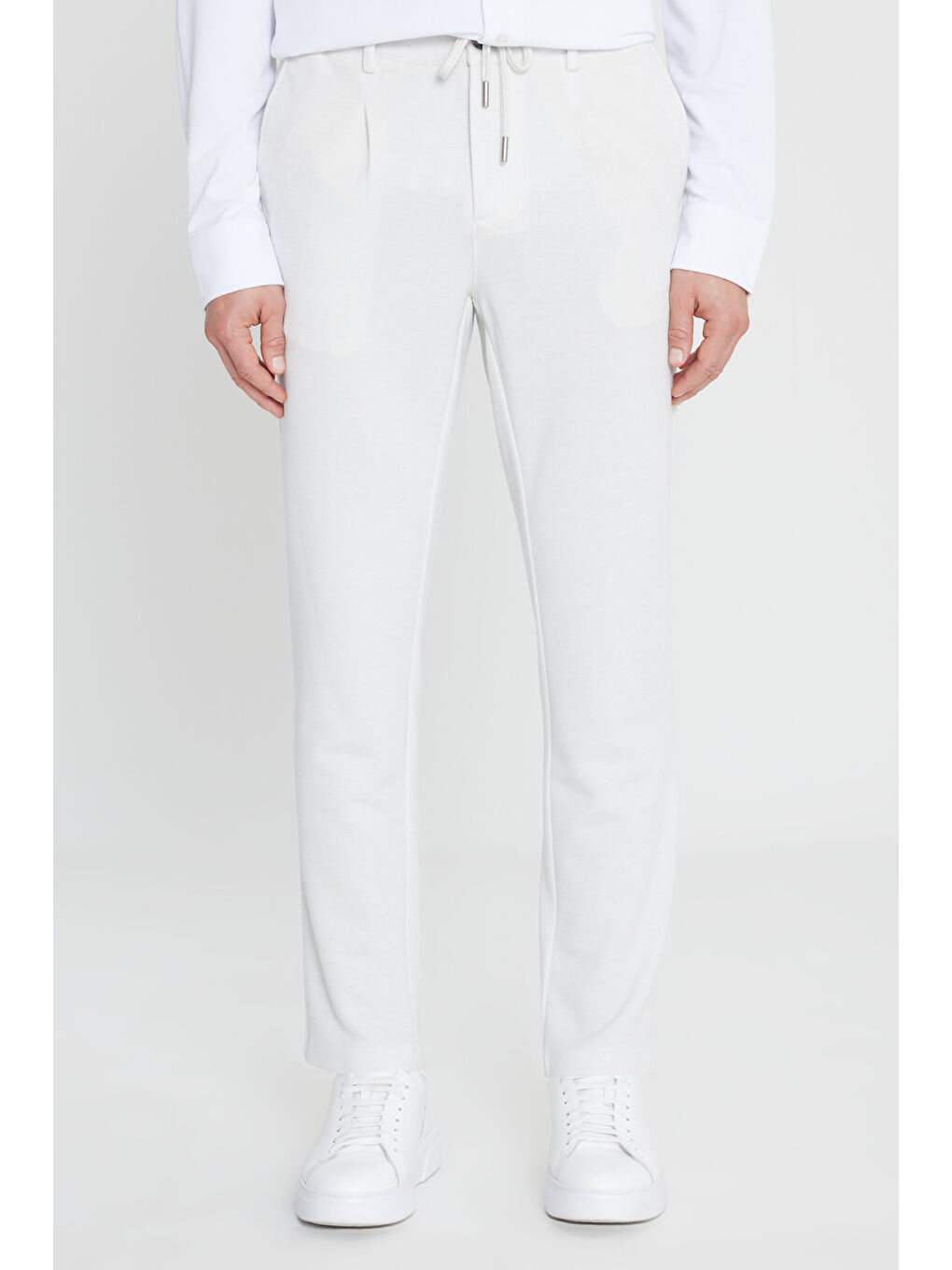 Bej Erkek Taş 360 Her Yöne Esneyen Slim Fit Dar Kesim Beli Bağlamalı Armürlü Casual Pantolon