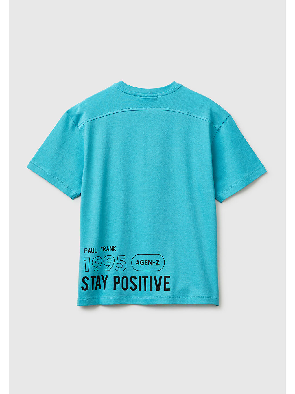 Erkek Çocuk Açık Mavi Önü ve Arkası Baskılı Etek Ucu Logolu Bisiklet Yaka T-Shirt-1